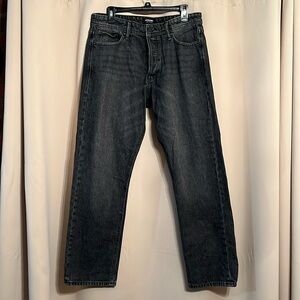 Mens Jack and Jones Black Button Up Straight Leg Denim Size 34/32